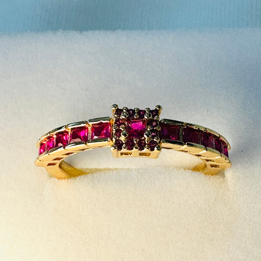 18K Gold Plated Pink Zirconia Ring