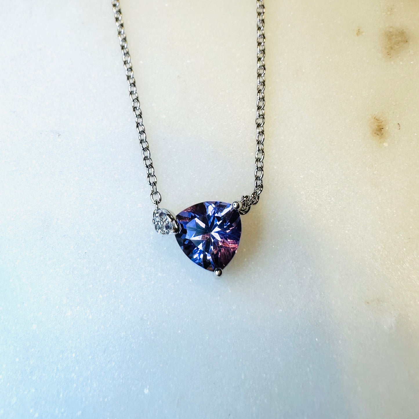 Brazilian Amethyst, White Topaz on Rhodium-finished 925 Sterling Silver Necklace