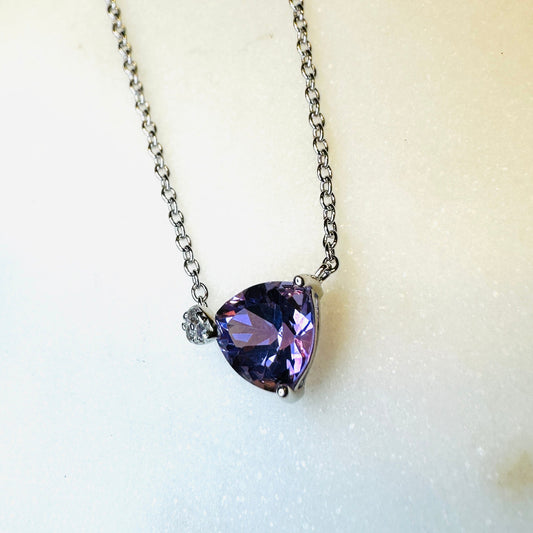 Brazilian Amethyst, White Topaz on Rhodium-finished 925 Sterling Silver Necklace