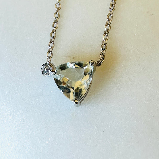 Green Amethyst on Rhodium-finished 925 Sterling Silver Necklace