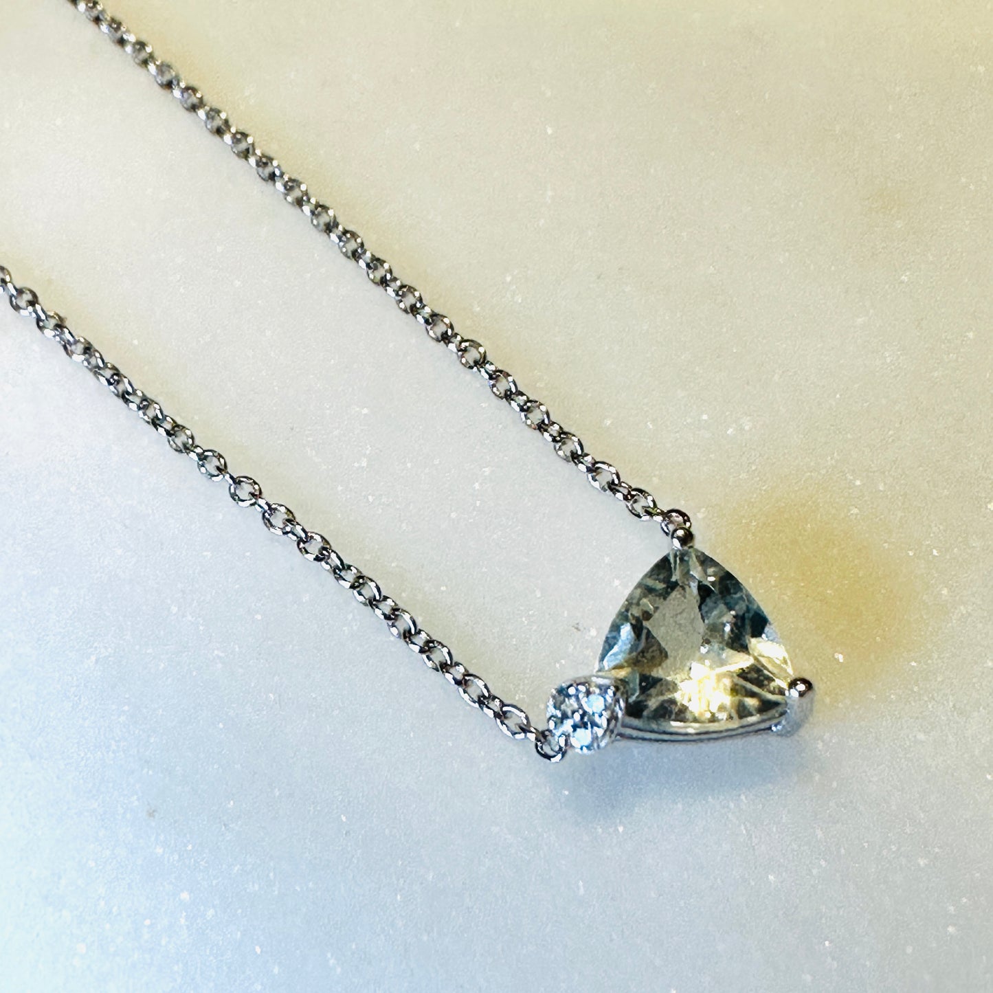 Green Amethyst on Rhodium-finished 925 Sterling Silver Necklace