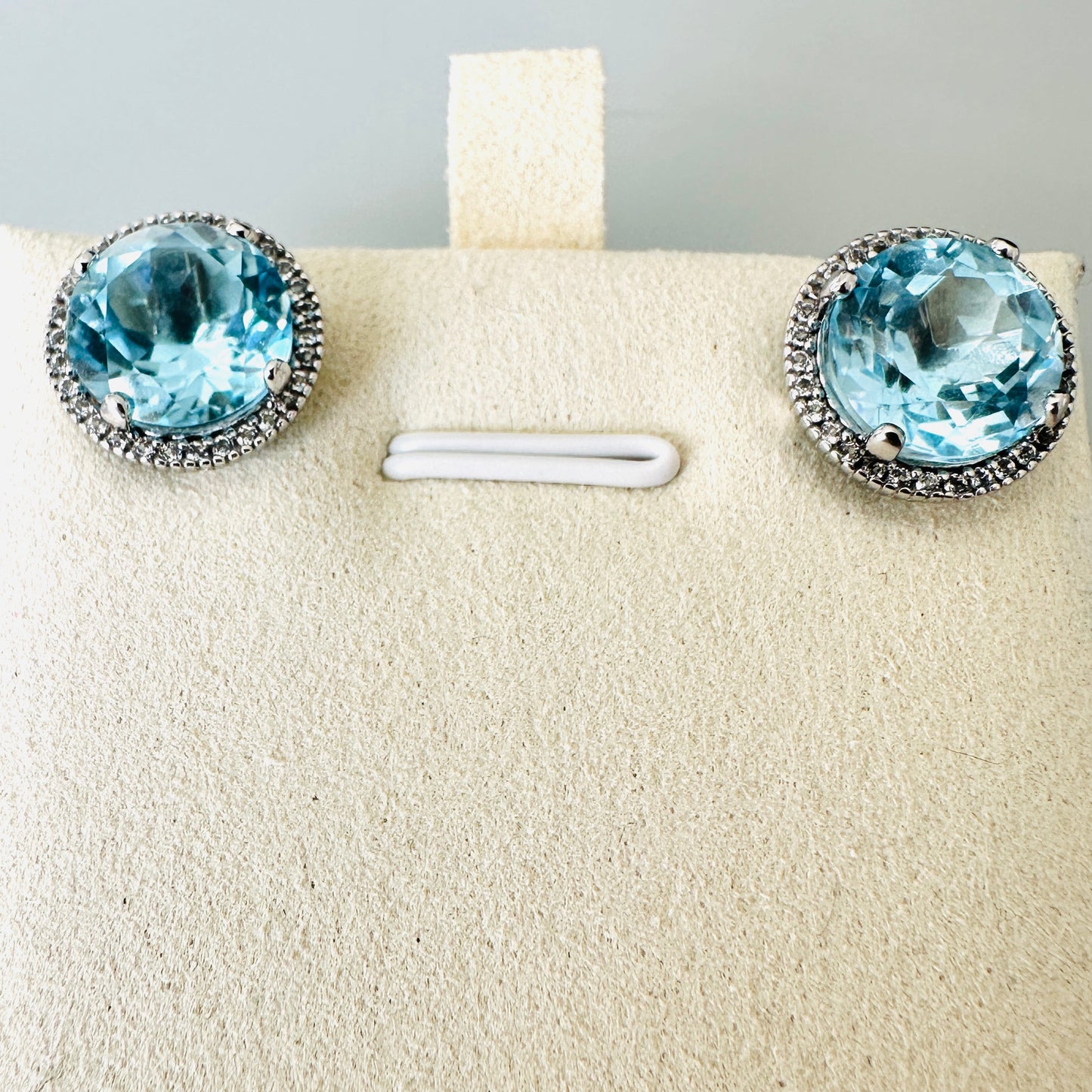 Sky Blue Topaz and White Topaz Studded on Rhodium-finished 925 Sterling Silver Earring