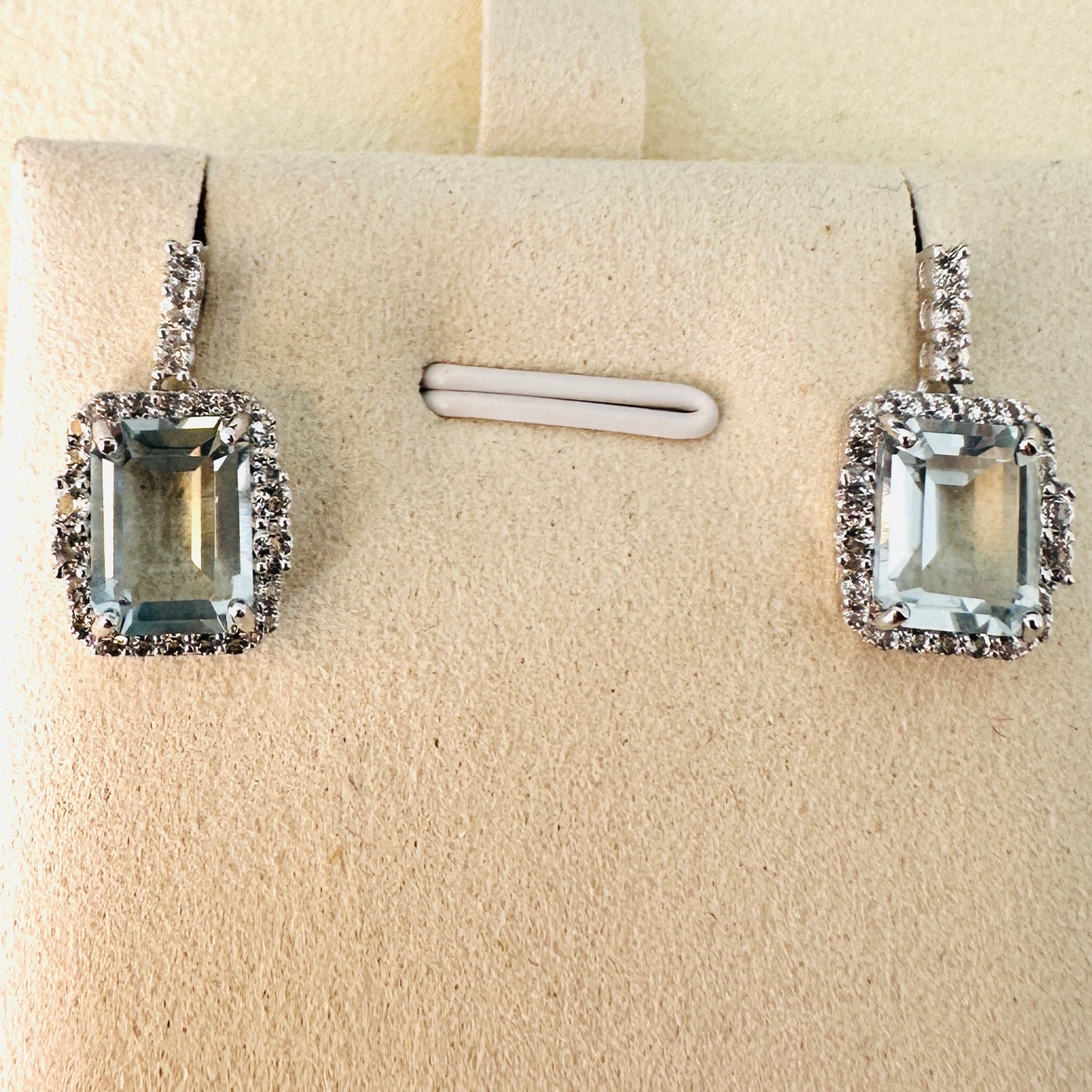 Green Amethyst, White Topaz Studded on Rhodium-finished 925 Sterling Silver Earring