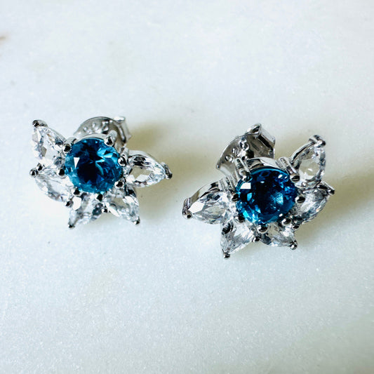 Swiss Topaz and White Topaz on Rhodium-finished 925 Sterling Silver Earring