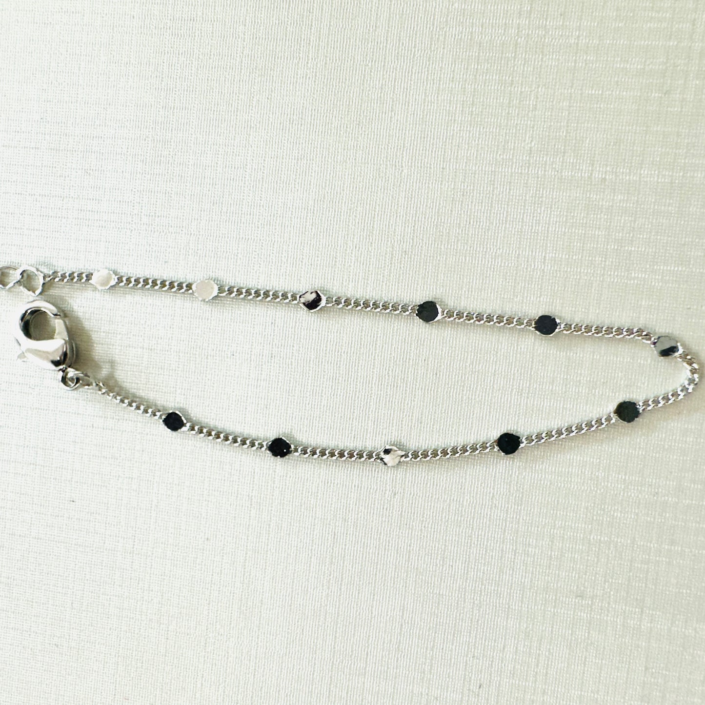 Delicate Mini Circles White Rhodium Plated Bracelet