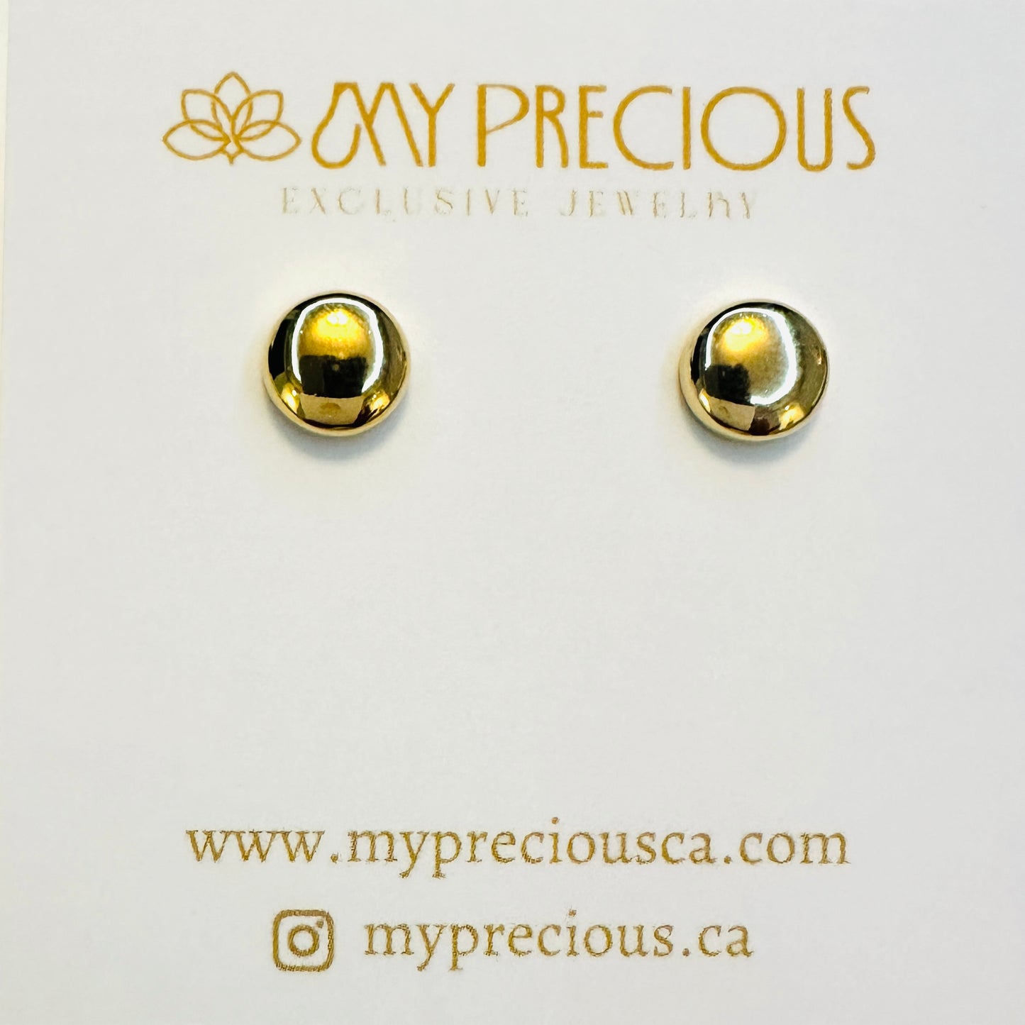 Flat Dome Stud 18K Gold Plated Earrings