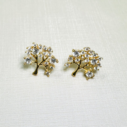 Studded Zirconia Tree (1,5cm) - 18K Gold Plated Earrings