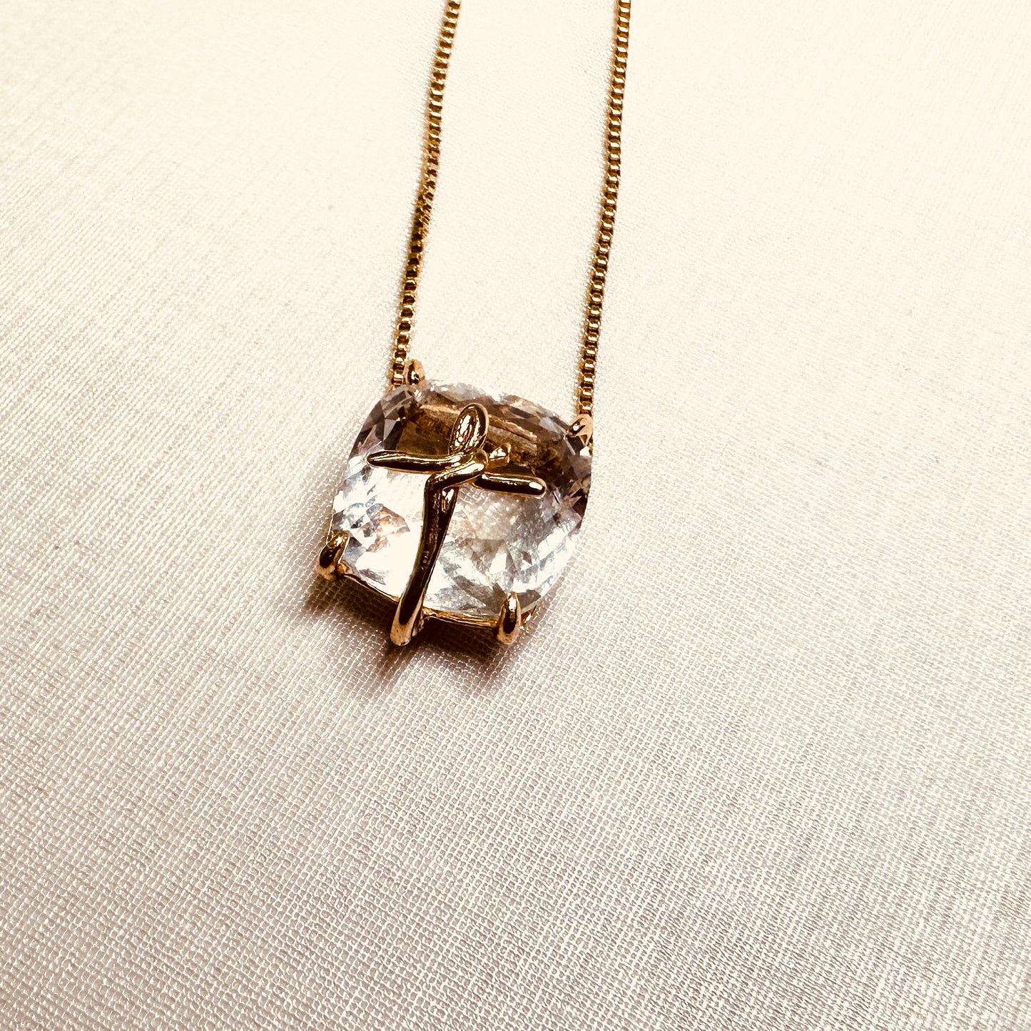 Square Stone Faith - 18K Gold Plated Necklace