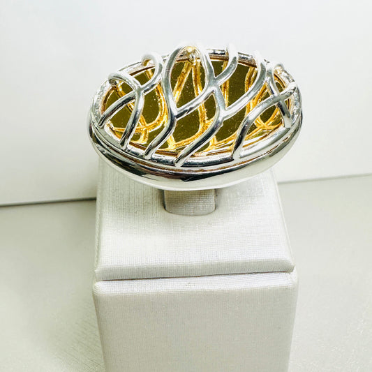 Bi-Color - White Rhodium and 18K Gold Plated Ring