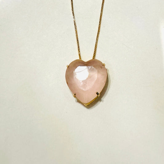 Pink Sapphire Heart Necklace - 18K Gold Plated