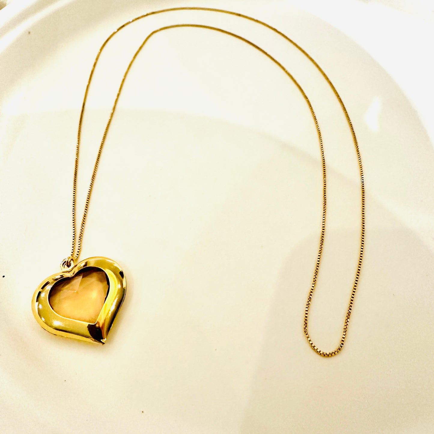 Morganite Heart Pendant Necklace - 18K Gold Plated Frame