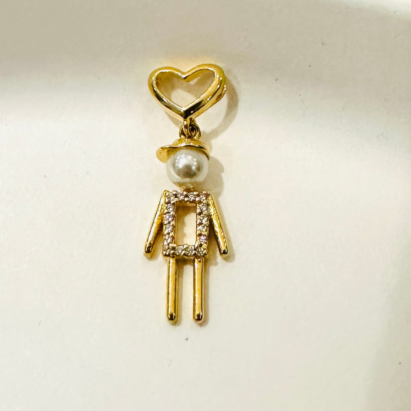 Boy with Pearl Pendant - 18K Gold Plated