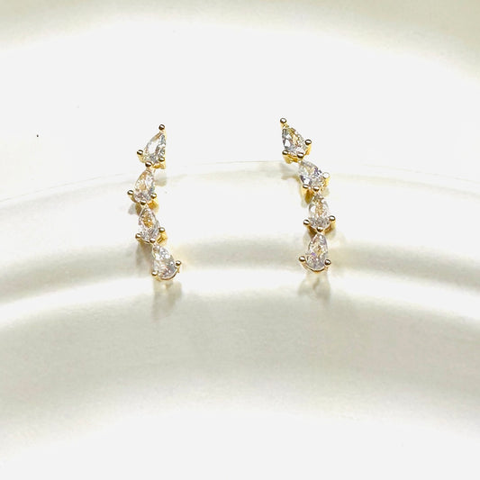 Ear Cuff Earrings Stud Zirconia - 18K Gold Plated