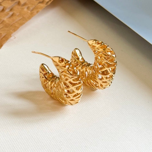 Weave Bold Hoop Earrings - 18K Gold Plated