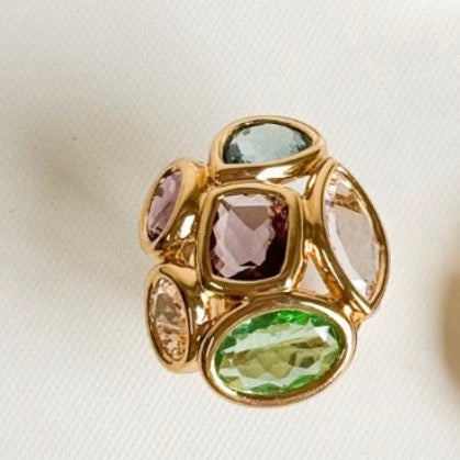 Turtle Patchwork Gem Ring - 18K Gold Plated