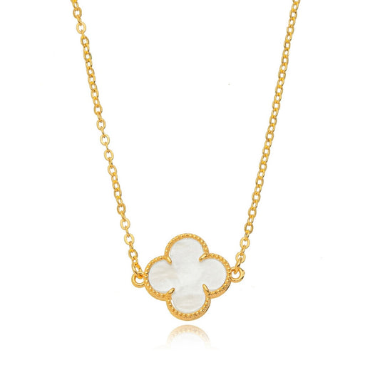White Lucky Clover - 18K Gold Plated Choker