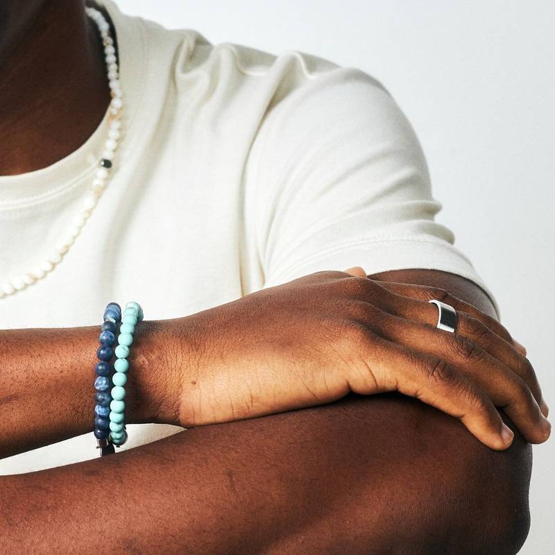 Men's Blue Sodalite Stone Balls Bracelet