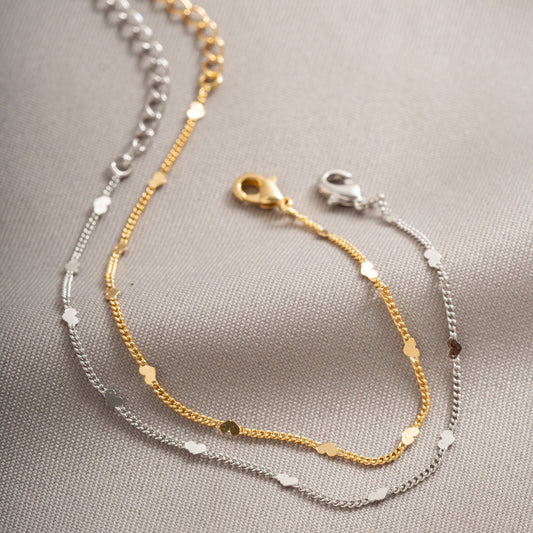 18K Gold Plated Delicate Mini Hearts Bracelet