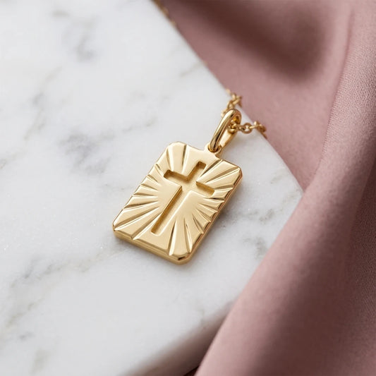 Religious Cross Pendant - 18K Gold Plated