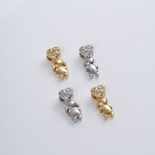Boy Studded Zirconia Mini Pendant - 18K Gold Plated