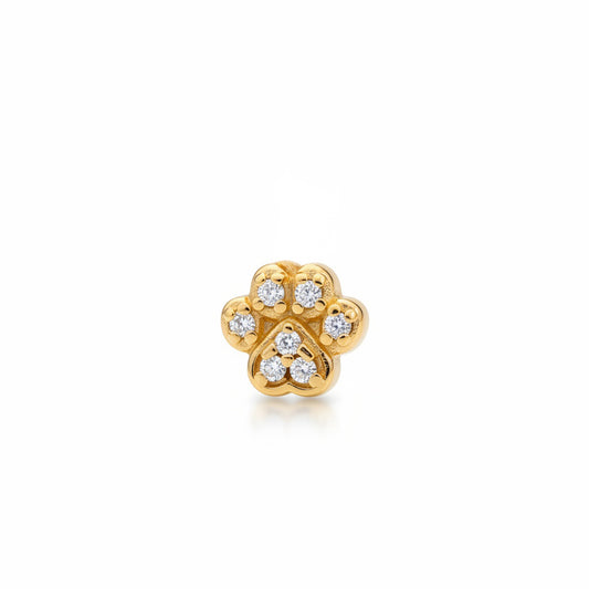 Pet Paw Studded Zirconia Pendant - 18K Gold Plated