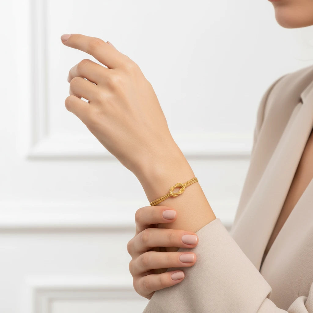 Double Detailed Chain Bracelet -18K Gold Plated