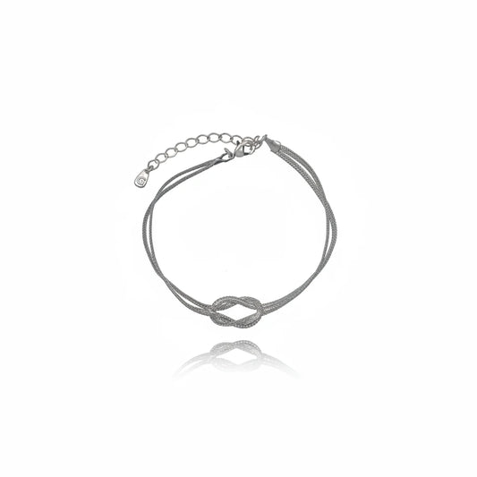 Double Detailed Chain Bracelet - White Rhodium Plated