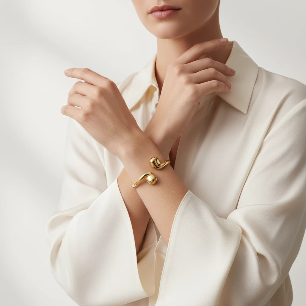 Bangle Open Bracelet - 18K Gold Plated