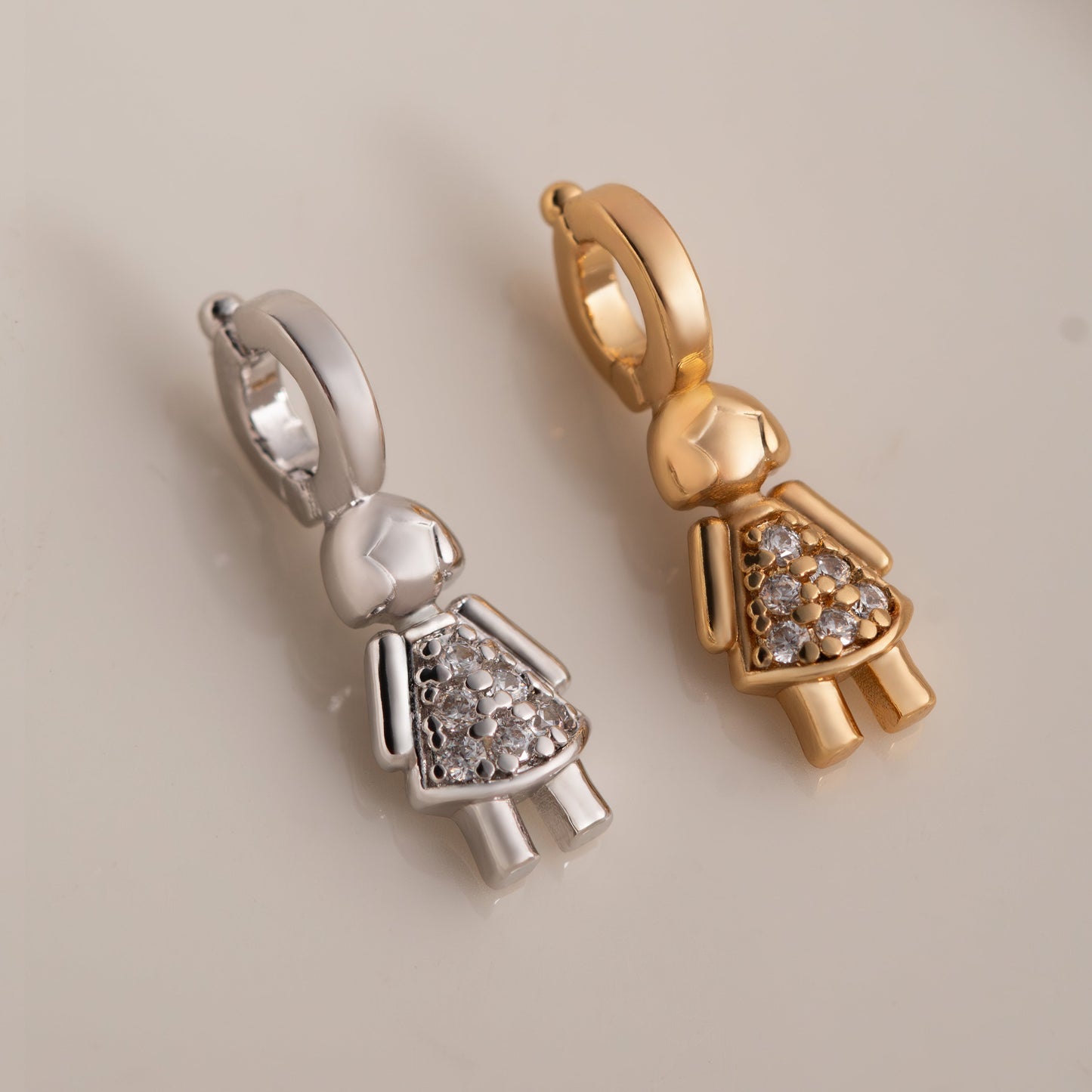 18K Gold Plated Studded Zirconia Girl Pendant