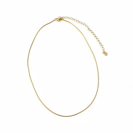 45cm Herringbone Choker Necklace - 18K Gold Plated