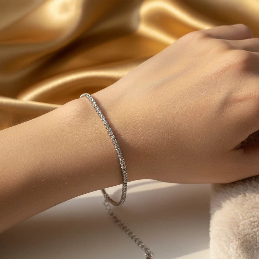 Zirconia Tennis Bracelet - White Rhodium Plated