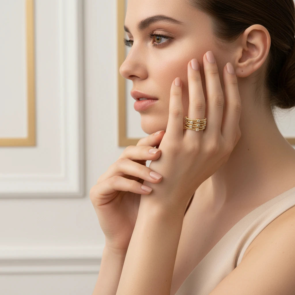 Five-Band Cubic Zirconia Ring - 18K Gold Plated