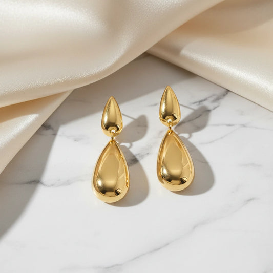 Double Teardrop Earrings - 18K Gold Plated