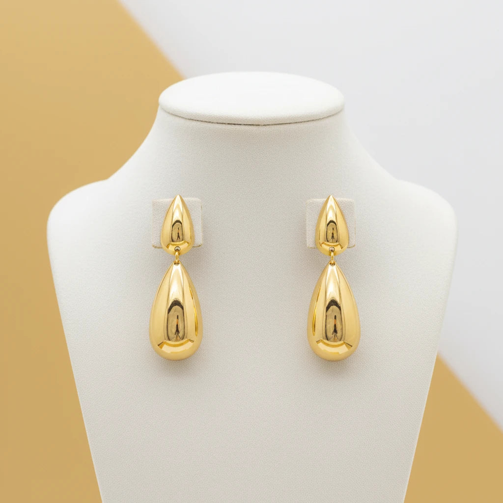 Double Teardrop Earrings - 18K Gold Plated