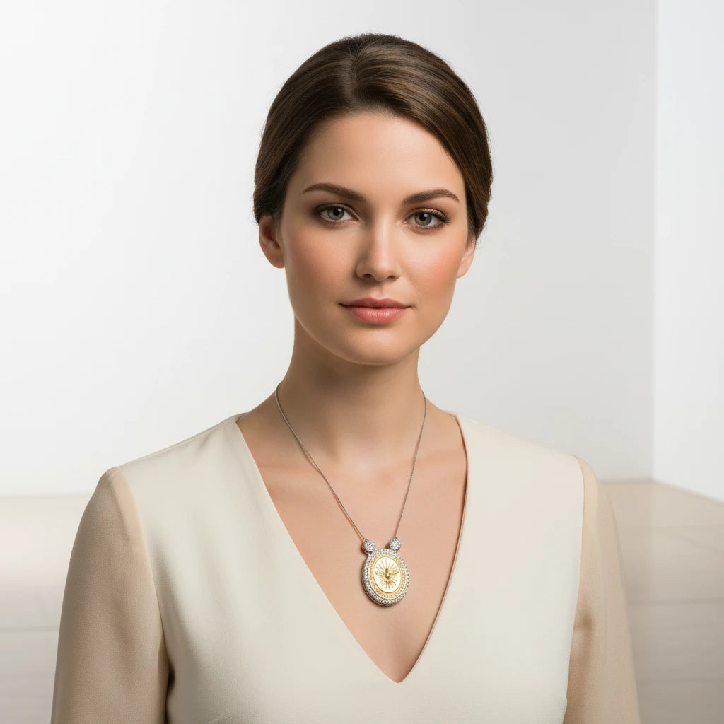 Holy Spirit Pendant Necklace - White Rhodium Plated