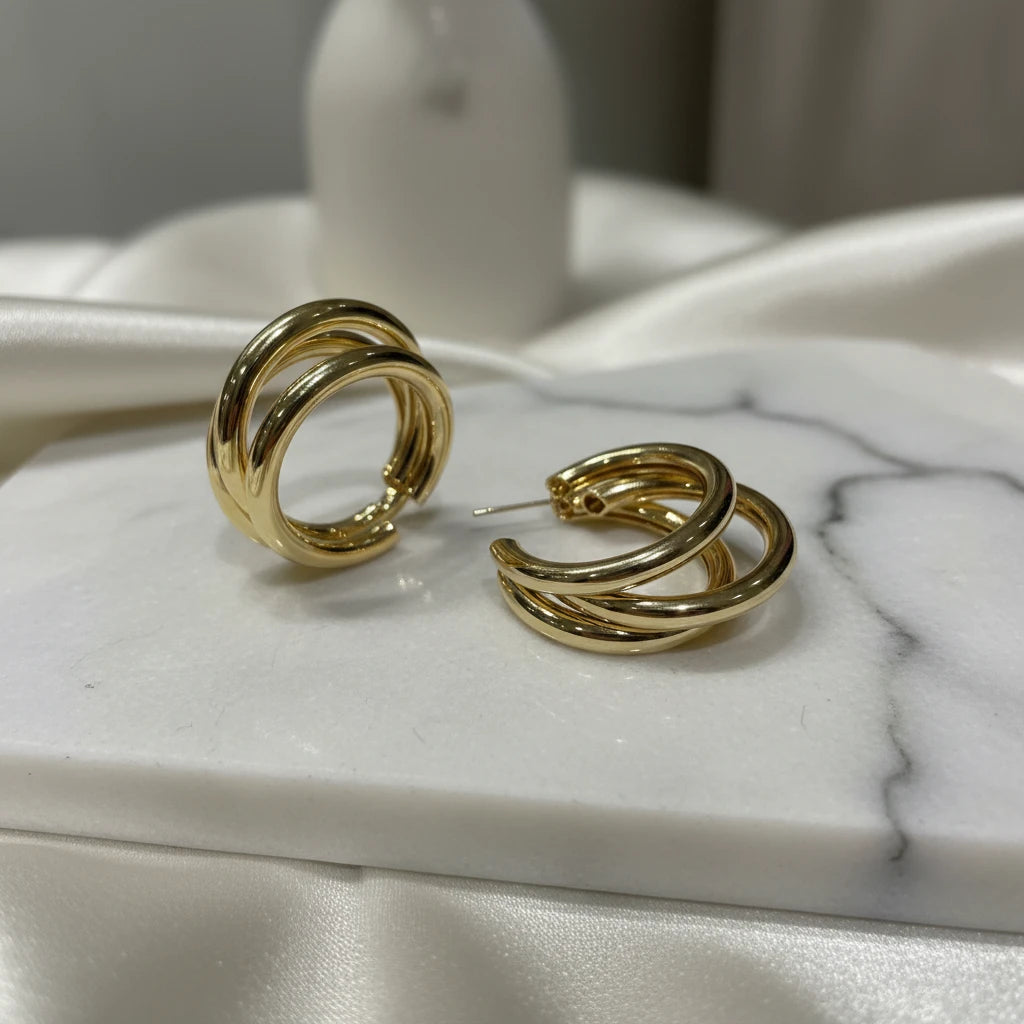 Triple Hoops Earrings - 18K Gold Plated