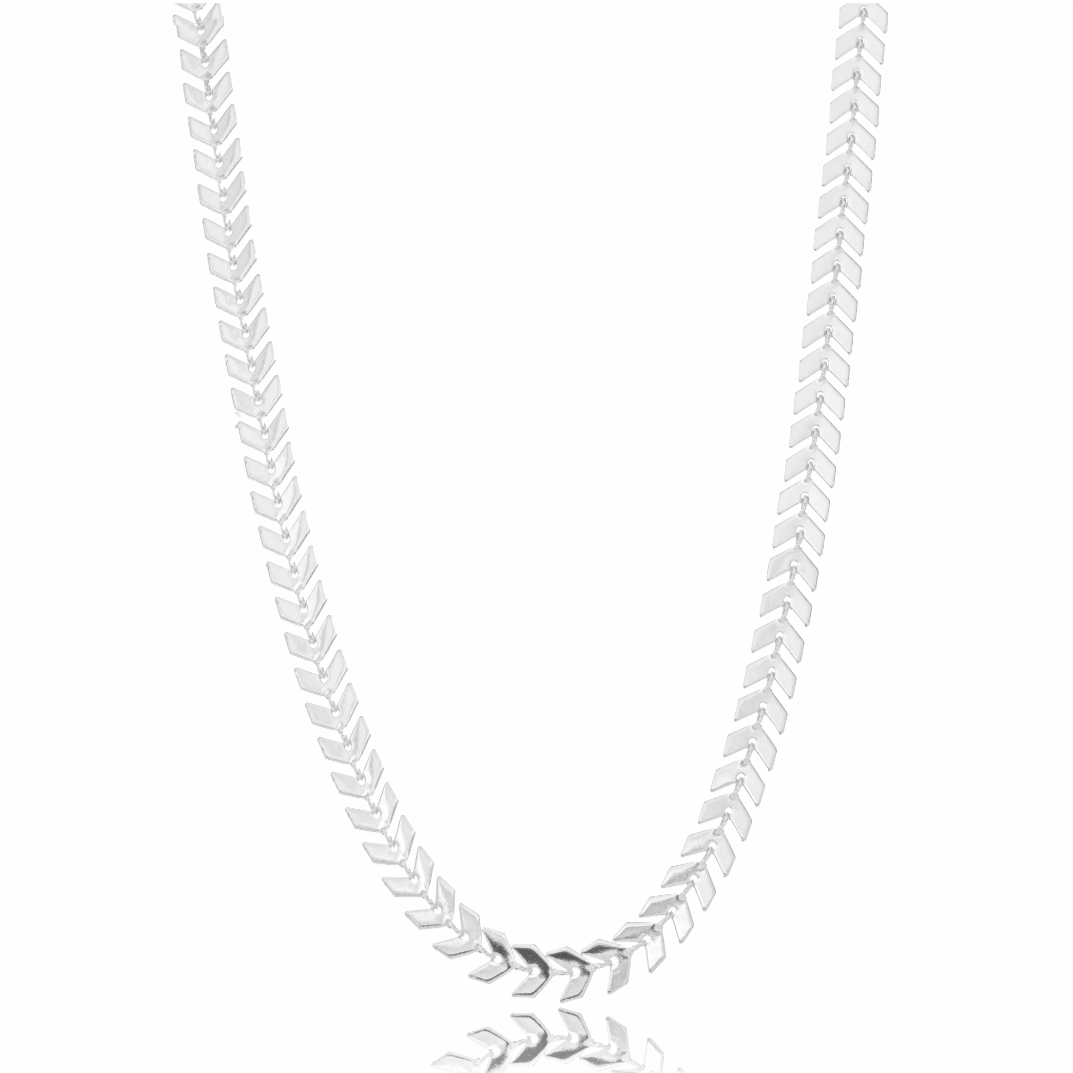 White Rhodium Plated Arrow Necklace 45cm