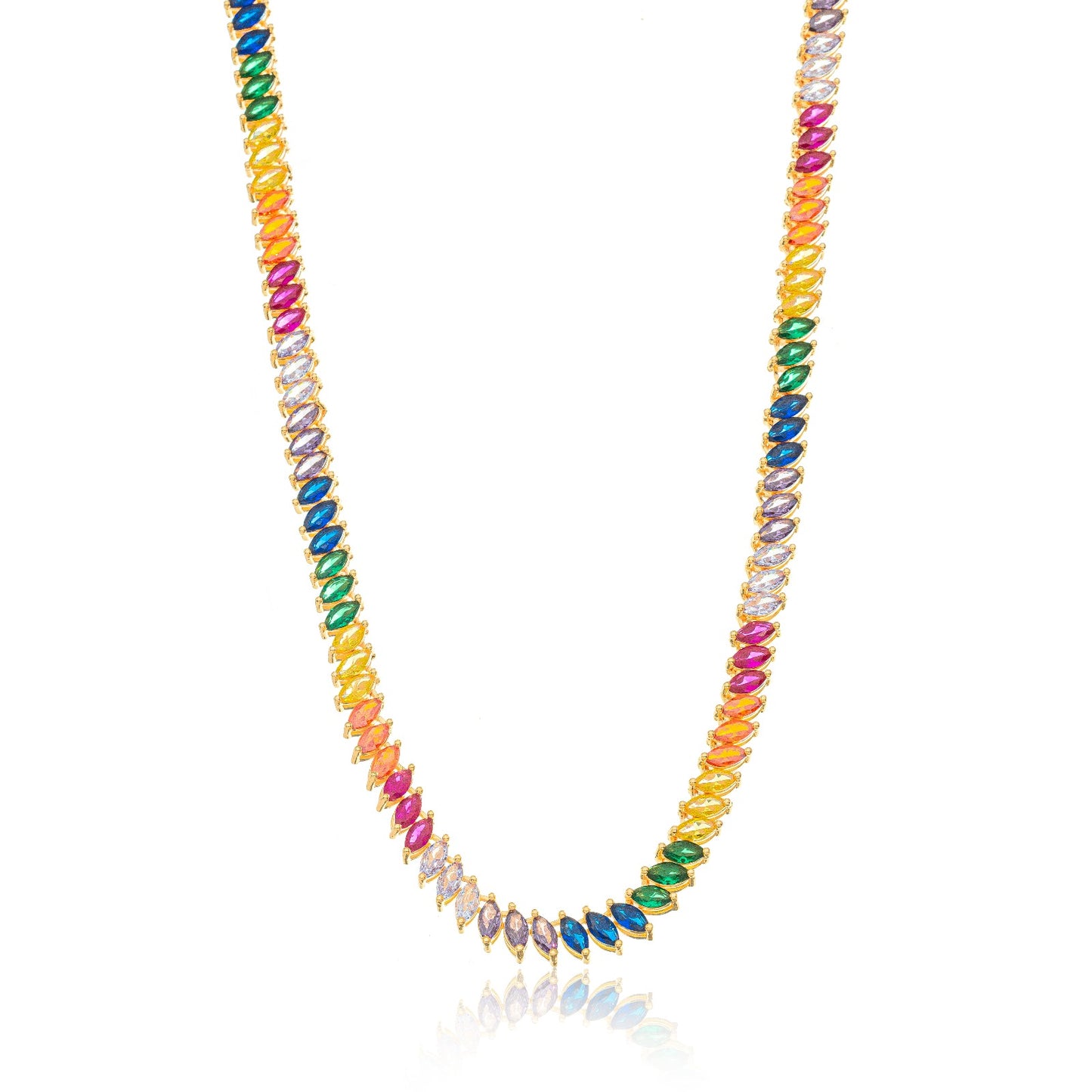 18K Gold Plated Tennis Coloured Zirconia Necklace