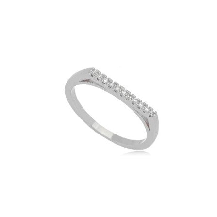White Rhodium Plated Thin Studded Zirconia Ring