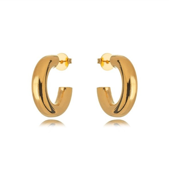 18K Gold Plated 3.5cm Large Hoops 9mm Earrings