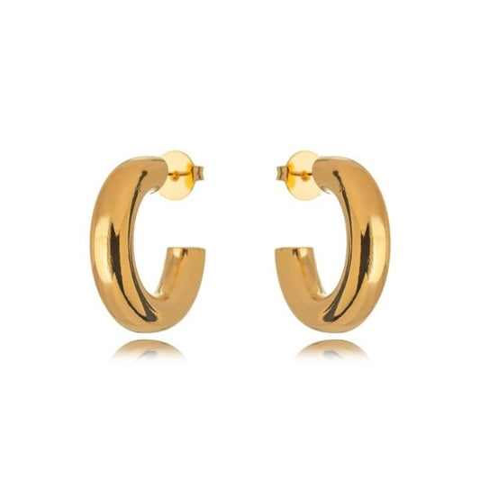 18K Gold Plated 3.5cm Large Hoops 9mm Earrings