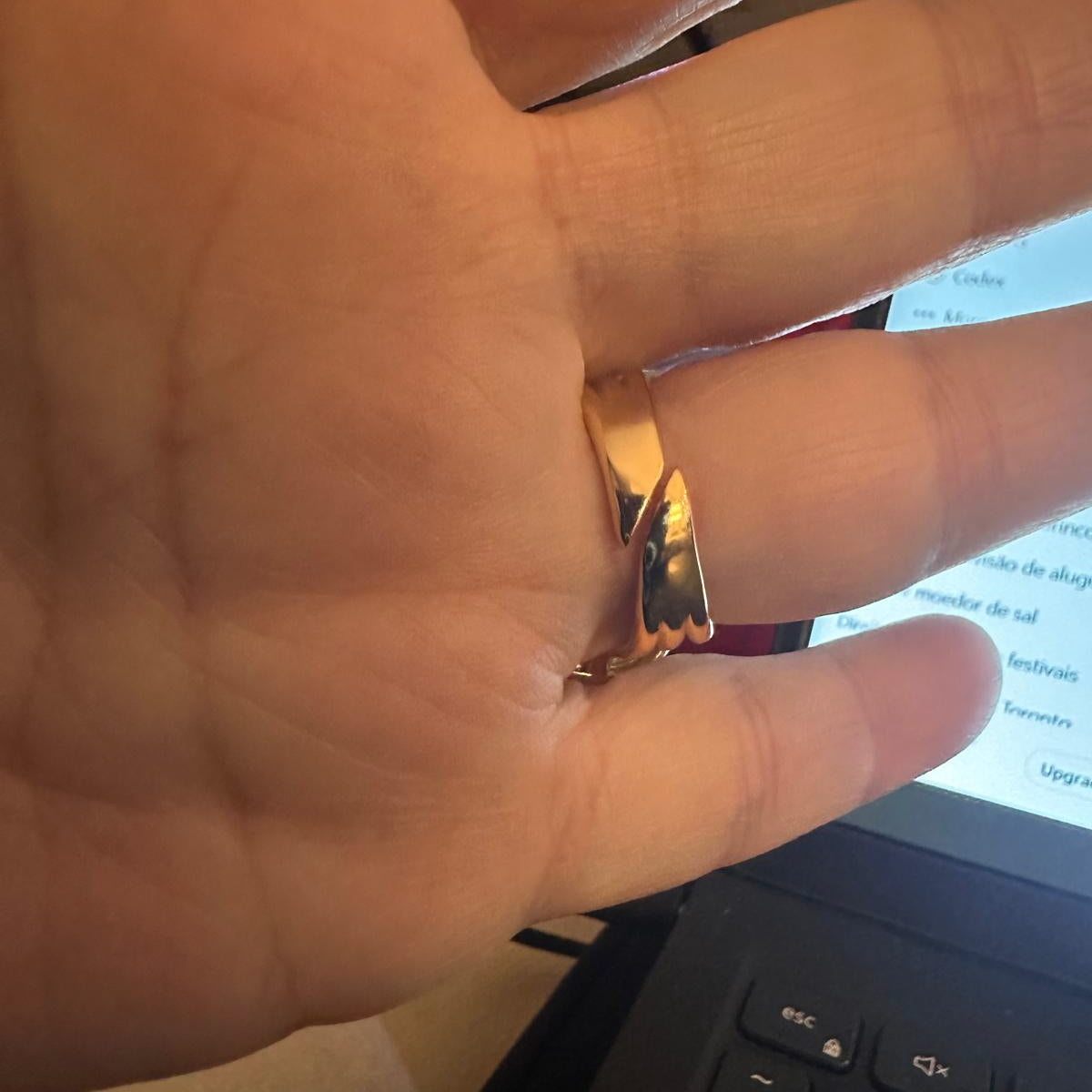 Adjustable Double Drop Stone Ring - 18K Gold Plated