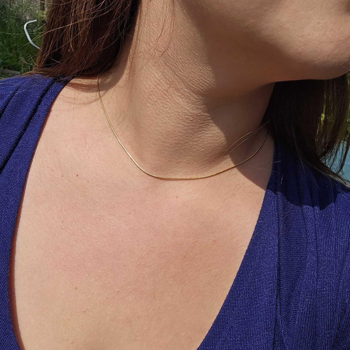 45cm Herringbone Choker Necklace - 18K Gold Plated