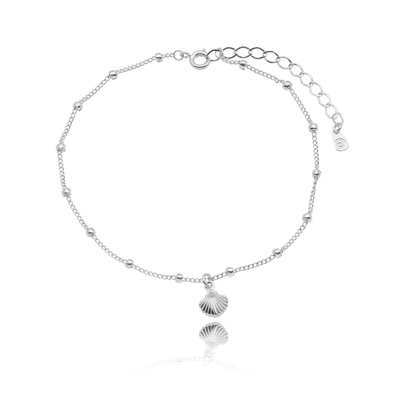 White Rhodium Plated Shell Anklet