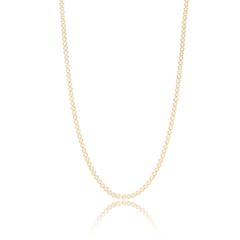 18K Gold Plated Bezel Zirconias 3mm Tennis Necklace