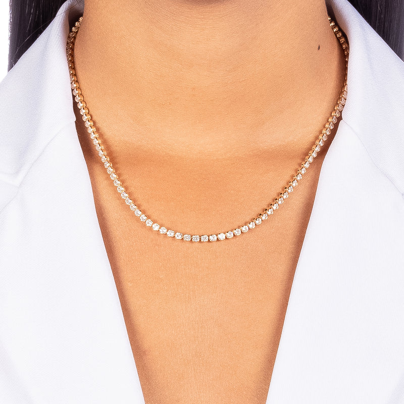 18K Gold Plated Bezel Zirconias 3mm Tennis Necklace