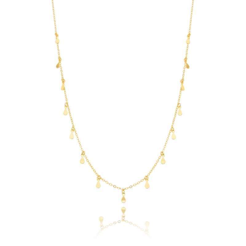 18K Gold Plated Cable Delicate Mini Drops Necklace