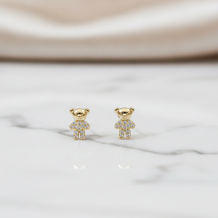 Studded Bear Kids Earrings - 18K Gold Plated