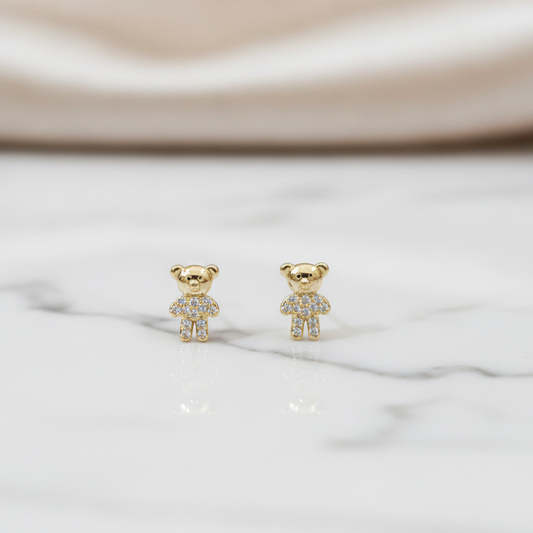 Studded Bear Kids Earrings - 18K Gold Plated