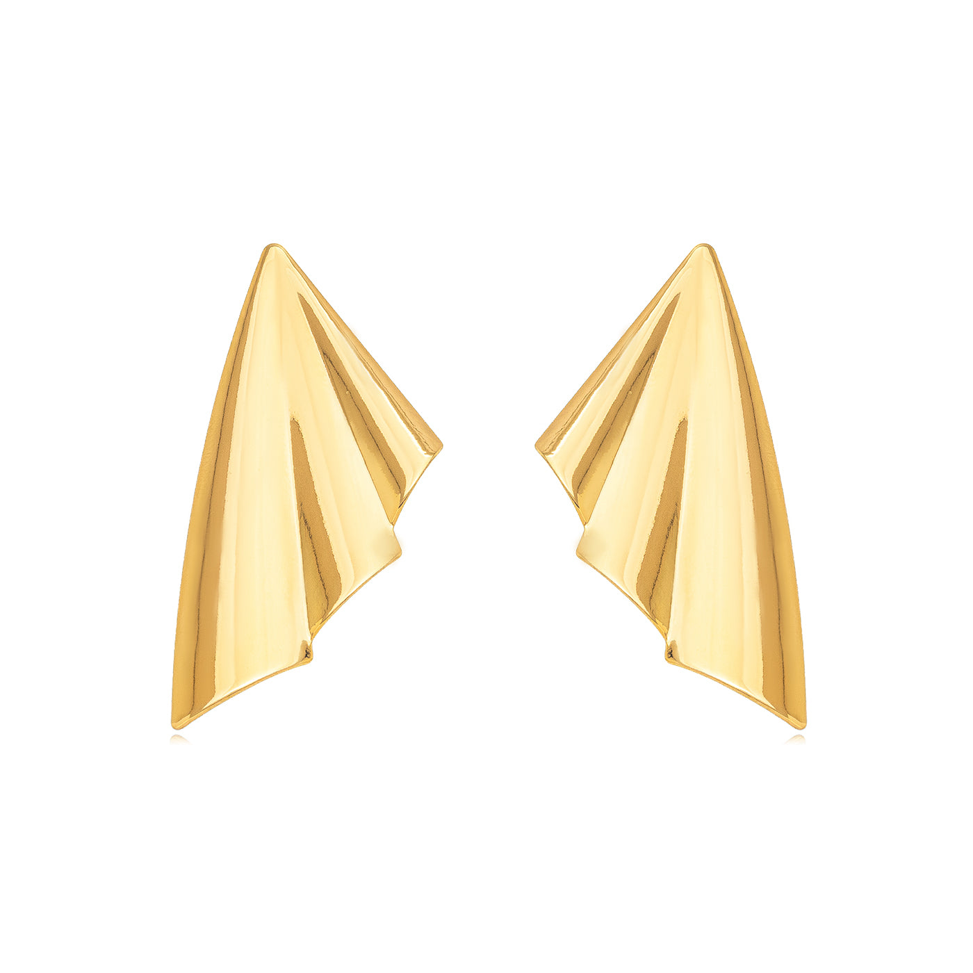 18K Gold Plated Fan Stud Earrings